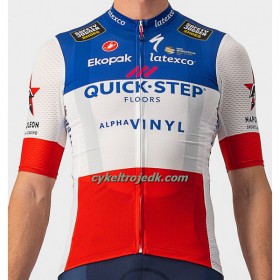 Cykeltrøje 2022 Quick-Step Alpha Vinyl Fransk Mesterskab Rød Blå Hvid